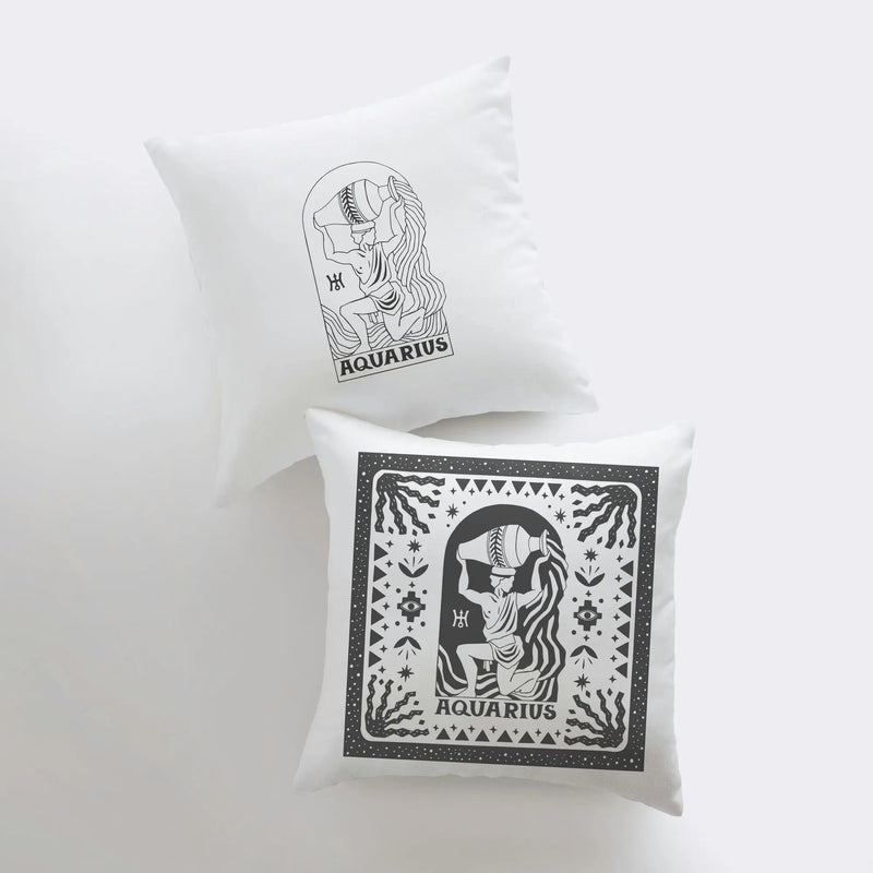 Pillow, bedding, Carro Brands Product, RETAILONLY, gothic home decor, gothic decor, goth decor, Aquarius | Zodiac Throw Pillow, darkothica
