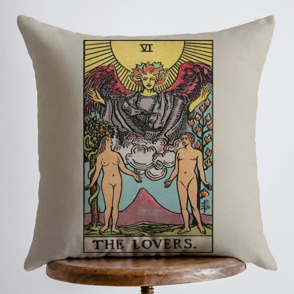 Pillow, bedding, Carro Brands Product, RETAILONLY, gothic home decor, gothic decor, goth decor, Tarot Card | The Lovers Throw Pillow, darkothica