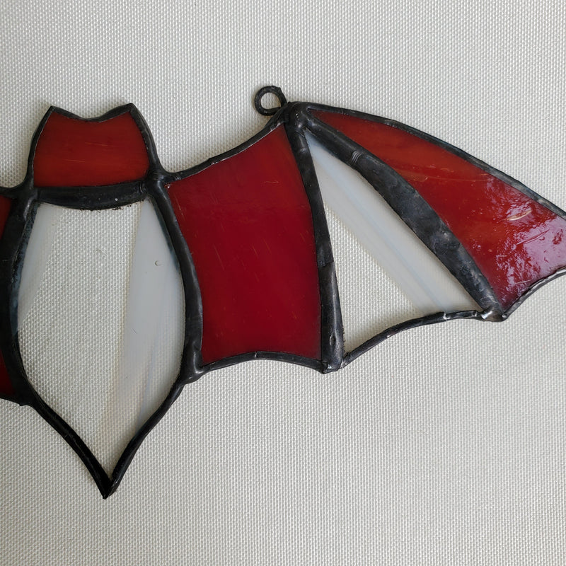 Wall Art & Decor, Bats, RETAILONLY, stained glass, gothic home decor, gothic decor, goth decor, Red & Clear Stained Glass Bat, darkothica