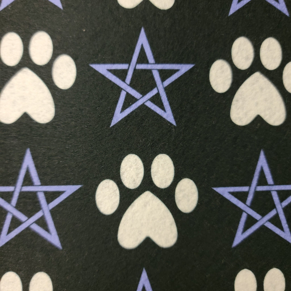 Pet Bowl Mats, Barkothica, cats, gothic home decor, gothic decor, goth decor, Pentagram & Paw Food Mat - Periwinkle Purple, darkothica