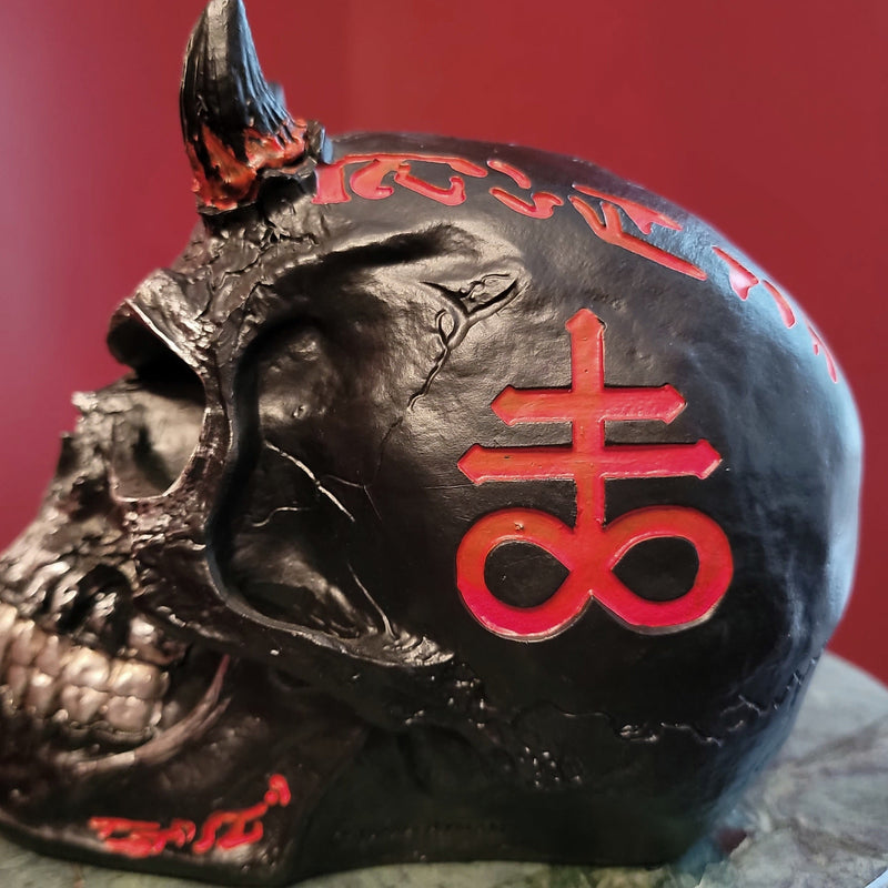 gothic home decor - gothic decor -  PRE-ORDER - Infernal Skull - High Quality Tabletop & Statuary from DARKOTHICA® Shop now at DARKOTHICA®Occult, RETAILONLY, skulls, Skulls/Skeletons