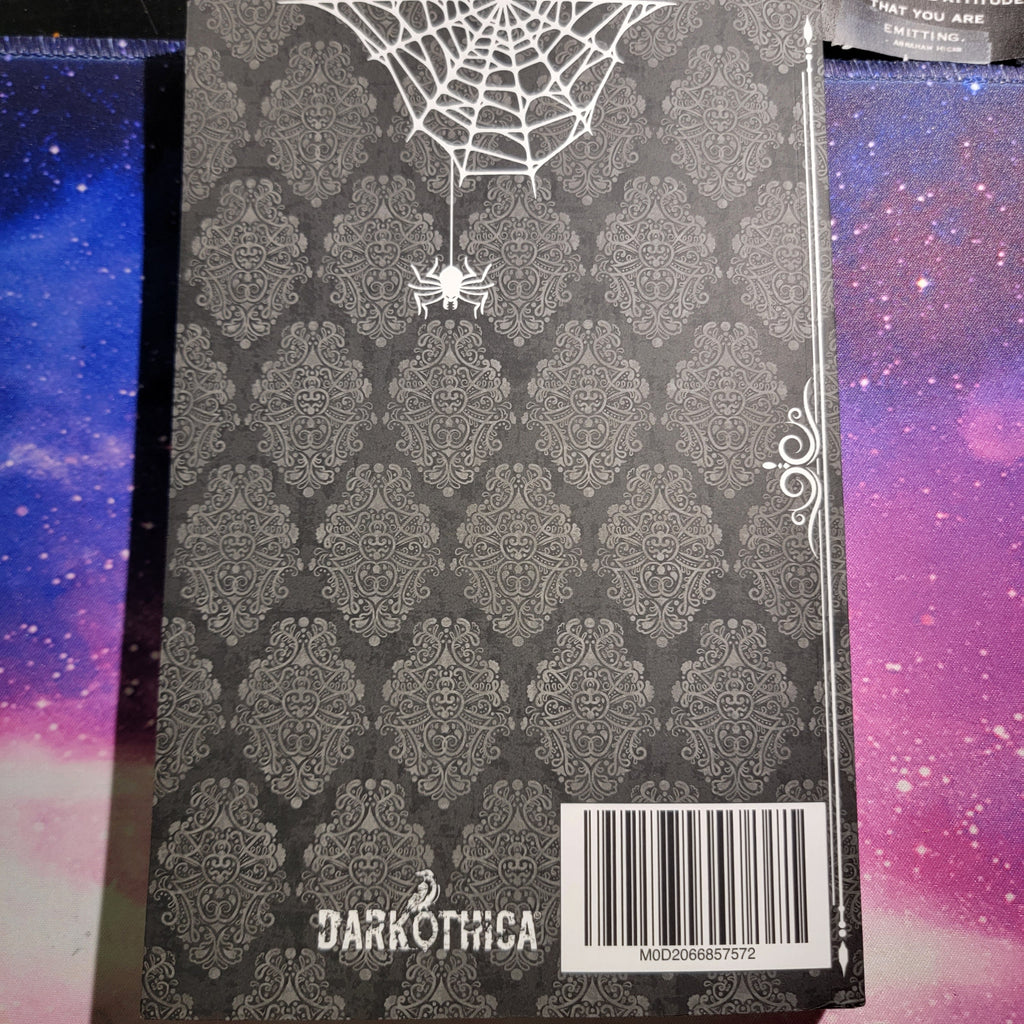 Journal, Journal, gothic home decor, gothic decor, goth decor, Spider Damask Paperback Journal, darkothica