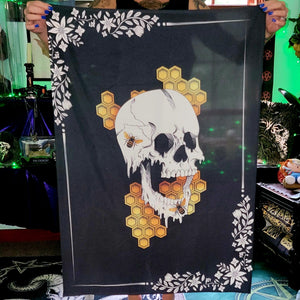 gothic home decor - gothic decor -  DEFECT DISCOUNT - Honey Bee Skull Tapestry - High Quality Wall Art & Decor from DARKOTHICA® Shop now at DARKOTHICA®Skulls/Skeletons