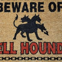 Doormats, Barkothica, dogs, Occult, gothic home decor, gothic decor, goth decor, Beware of Hell Hounds Doormat, darkothica