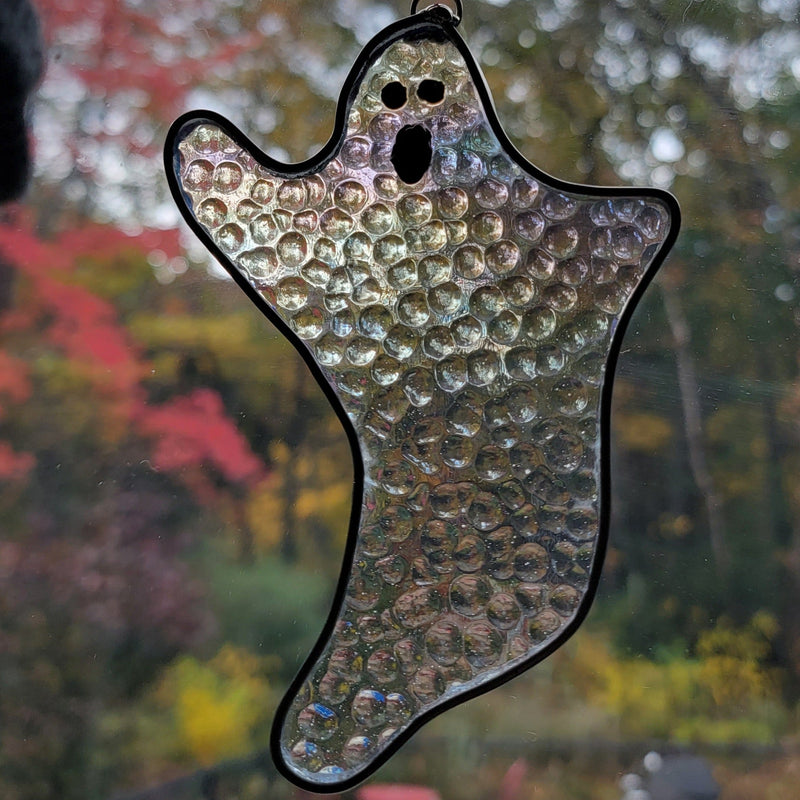 Ornament, ghost, Halloween, RETAILONLY, stained glass, gothic home decor, gothic decor, goth decor, Glass Ghost Ornament, darkothica