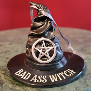 Ornament, CHRISTMAS, Occult, gothic home decor, gothic decor, goth decor, Bad Ass Witch Hat Ornament, darkothica