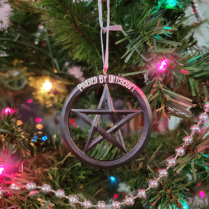 Ornament, CHRISTMAS, Occult, witch, gothic home decor, gothic decor, goth decor, Powered By Witchcraft Pentacle Ornament, darkothica