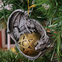 Ornament, Dragons, gothic home decor, gothic decor, goth decor, Dragon Pentagram Ball Ornament, darkothica