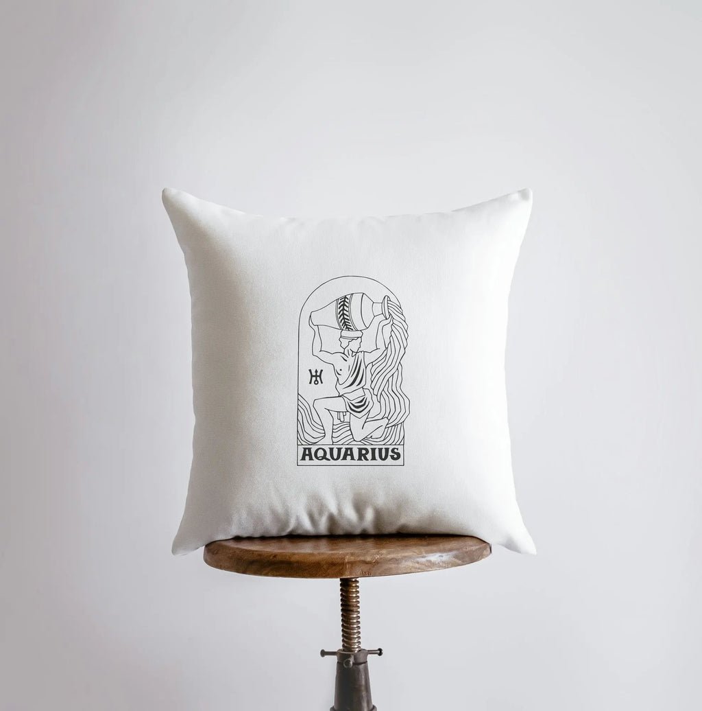 Pillow, bedding, Carro Brands Product, RETAILONLY, gothic home decor, gothic decor, goth decor, Aquarius | Zodiac Throw Pillow, darkothica