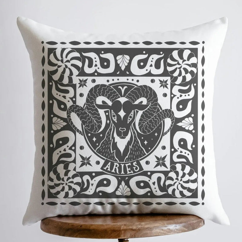 Pillow, bedding, Carro Brands Product, RETAILONLY, gothic home decor, gothic decor, goth decor, Aries | Zodiac Throw Pillow, darkothica