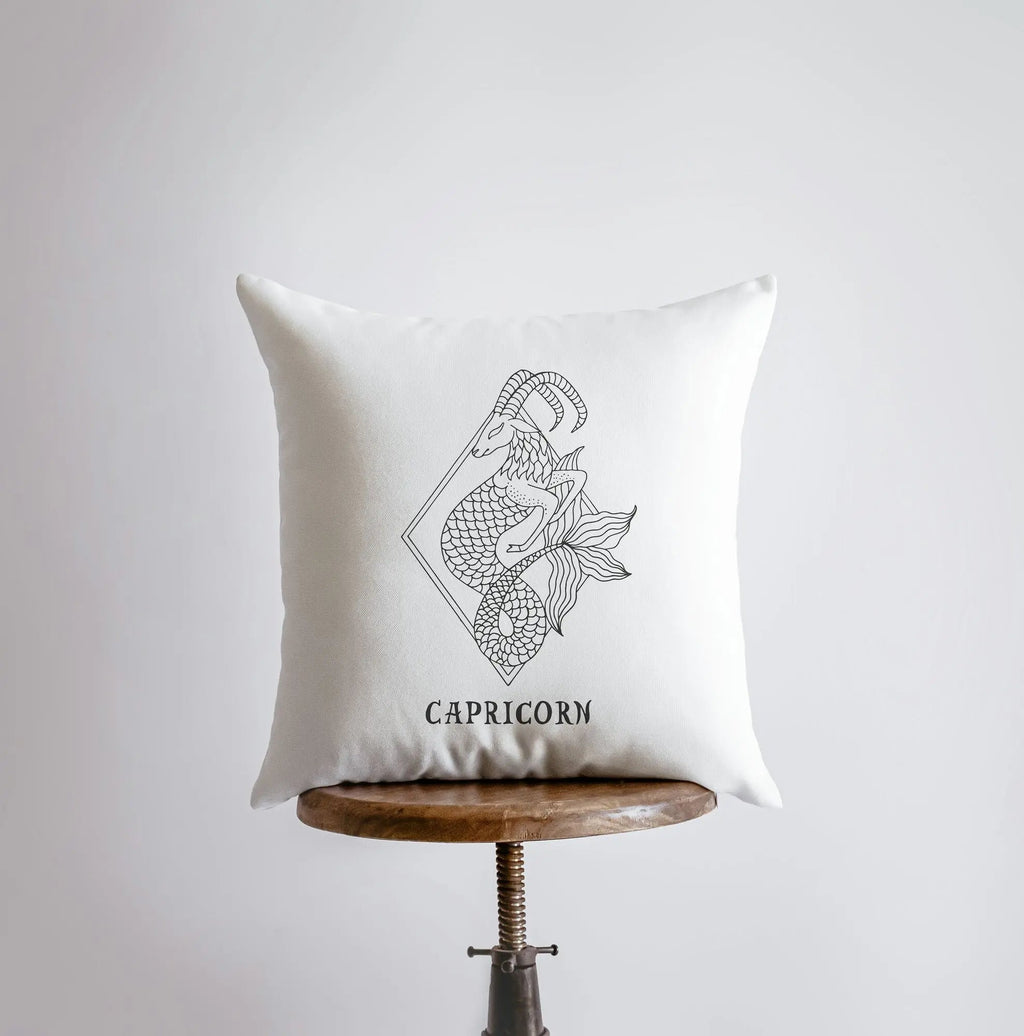 Pillow, bedding, Carro Brands Product, RETAILONLY, gothic home decor, gothic decor, goth decor, Capricorn | Zodiac Throw Pillow, darkothica