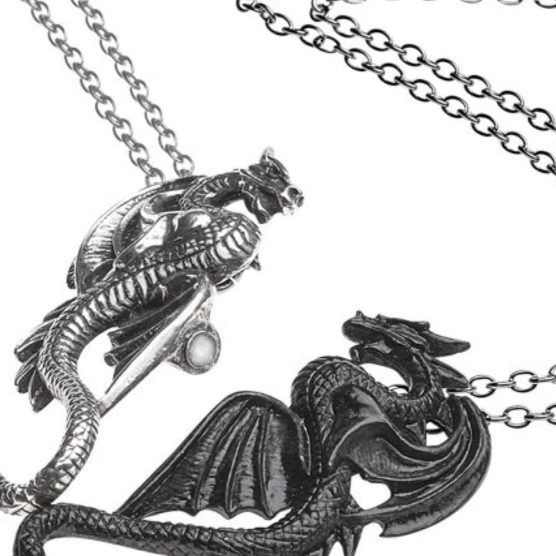 Jewelry, Dragons, RETAILONLY, gothic home decor, gothic decor, goth decor, Dragon Tryst Pair of Necklaces, darkothica