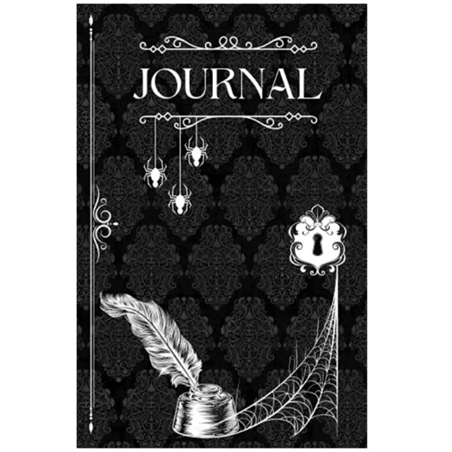 Journal, Journal, gothic home decor, gothic decor, goth decor, Spider Damask Paperback Journal, darkothica