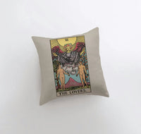 Pillow, bedding, Carro Brands Product, RETAILONLY, gothic home decor, gothic decor, goth decor, Tarot Card | The Lovers Throw Pillow, darkothica