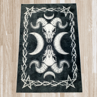 Rug, Occult, Skulls/Skeletons, gothic home decor, gothic decor, goth decor, Goat Skull Area Rug, darkothica