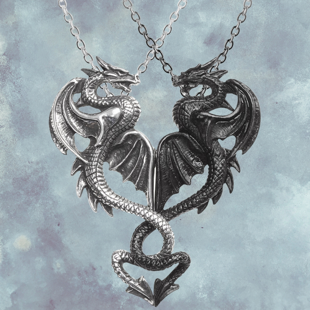 Jewelry, Dragons, RETAILONLY, gothic home decor, gothic decor, goth decor, Dragon Tryst Pair of Necklaces, darkothica