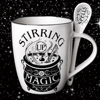 gothic home decor, gothic decor, goth decor, Stirring Up Magic Mug & Spoon Set, darkothica