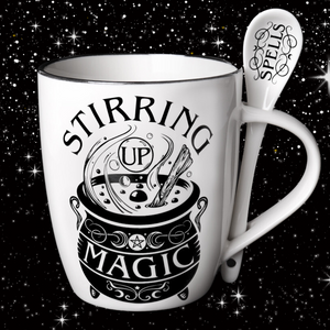 gothic home decor, gothic decor, goth decor, Stirring Up Magic Mug & Spoon Set, darkothica