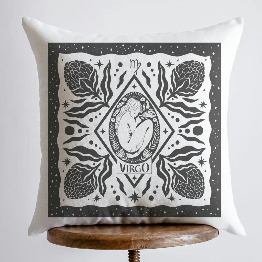 Pillow, bedding, Carro Brands Product, RETAILONLY, gothic home decor, gothic decor, goth decor, Virgo | Zodiac Throw Pillow, darkothica