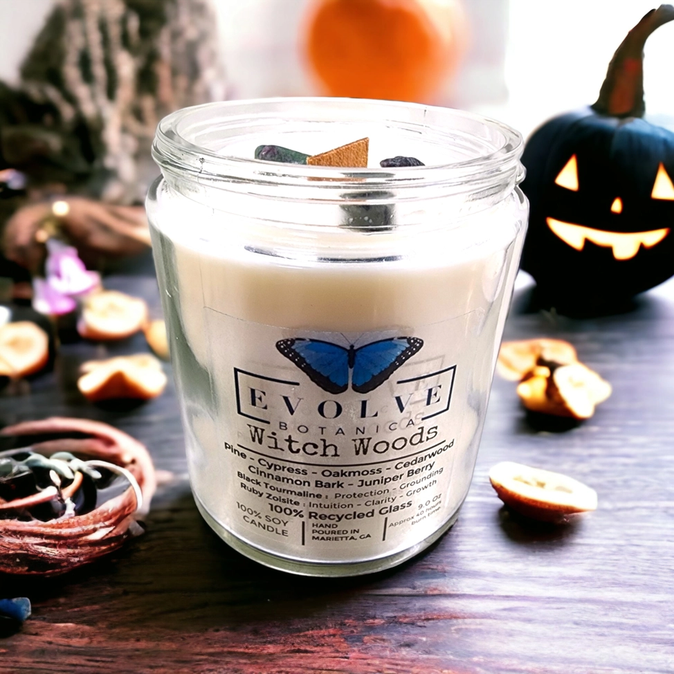 CANDLES, Candle, Carro Brands Product, RETAILONLY, gothic home decor, gothic decor, goth decor, Wood Wick Crystal Soy Candle - Witch Woods, darkothica