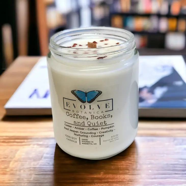 CANDLES, Candle, Carro Brands Product, RETAILONLY, gothic home decor, gothic decor, goth decor, Wood Wick Gem Soy Candle - Coffee, Books, & Quiet (Jasper), darkothica