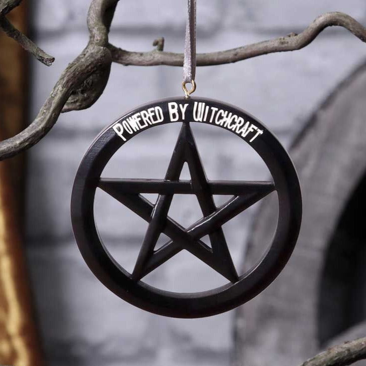 gothic home decor, gothic decor, goth decor, Powered By Witchcraft Pentacle Ornament, darkothica
