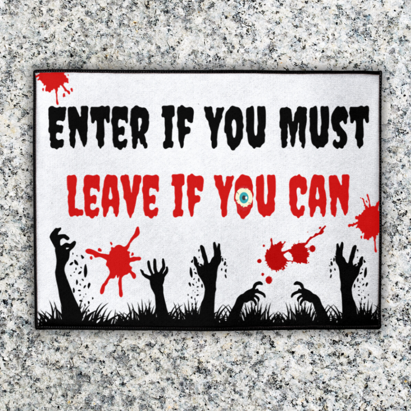 Doormats, Horror, Zombies, gothic home decor, gothic decor, goth decor, Enter If You Must Doormat, darkothica