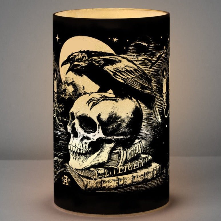 Tabletop & Statuary, RETAILONLY, Skulls/Skeletons, gothic home decor, gothic decor, goth decor, Poe Raven LED Lantern, darkothica