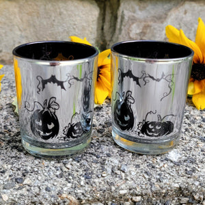 Candle Holders, Bats, Halloween, gothic home decor, gothic decor, goth decor, Jack O'Lantern & Bats Votive Candle Holder, darkothica