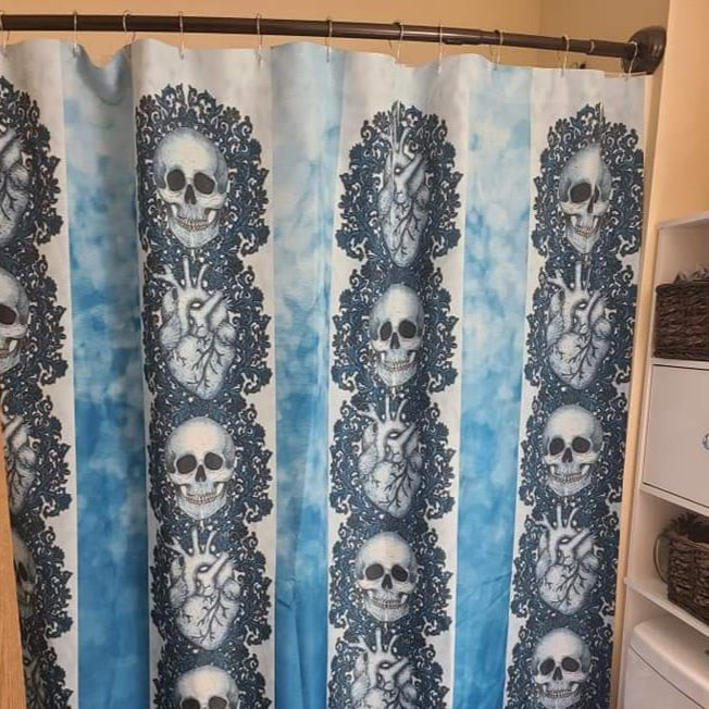 gothic home decor - gothic decor -  Skull & Heart Shower Curtain - High Quality Bathroom Decor from DARKOTHICA® Shop now at DARKOTHICA®Skulls/Skeletons