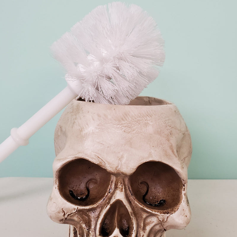 gothic home decor, gothic decor, goth decor, Skull Toilet Brush Holder, darkothica