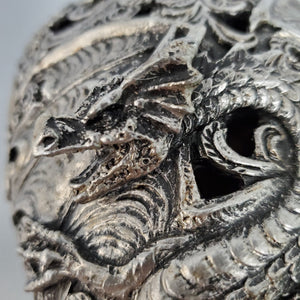 gothic home decor - gothic decor -  Silver Dragon Skull - High Quality Tabletop & Statuary from DARKOTHICA® Shop now at DARKOTHICA®RETAILONLY, Skulls/Skeletons