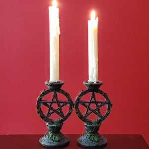 Candle Holders, Occult, RETAILONLY, Wiccan, gothic home decor, gothic decor, goth decor, Pentacle Candlestick Holders, darkothica