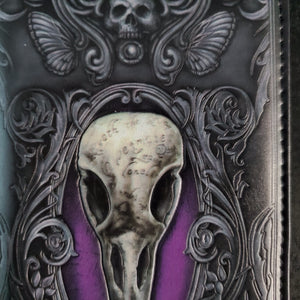 wallet, RETAILONLY, Skulls/Skeletons, gothic home decor, gothic decor, goth decor, PRE-ORDER - Poe Raven Skull Wallet, darkothica