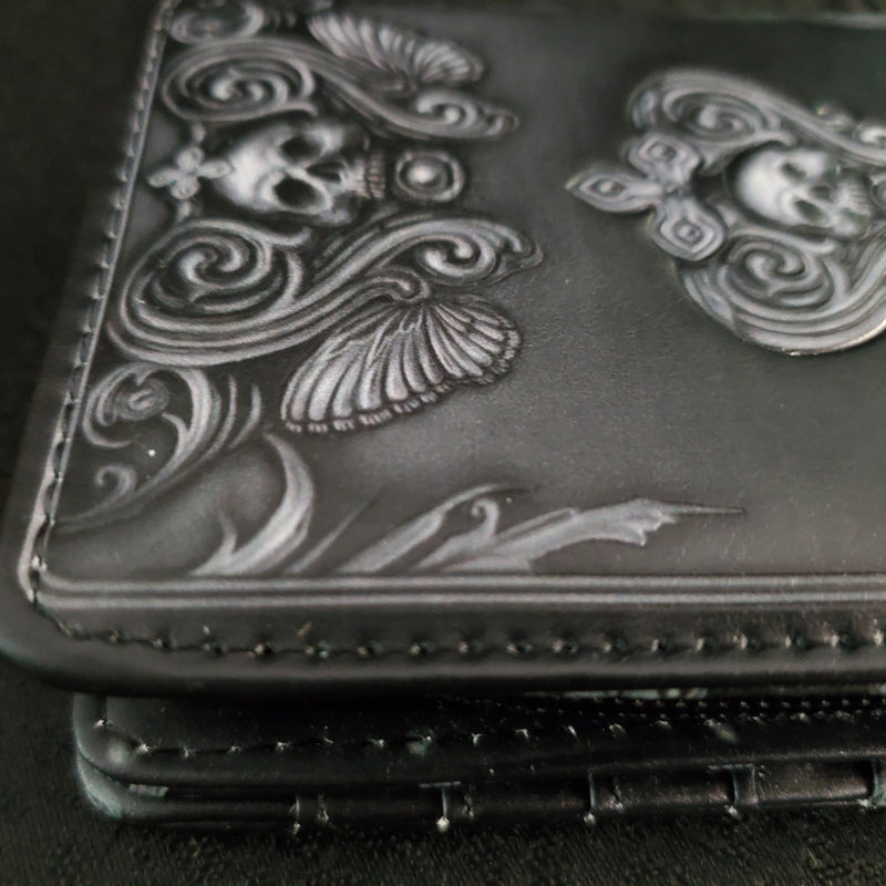 wallet, RETAILONLY, Skulls/Skeletons, gothic home decor, gothic decor, goth decor, PRE-ORDER - Poe Raven Skull Wallet, darkothica