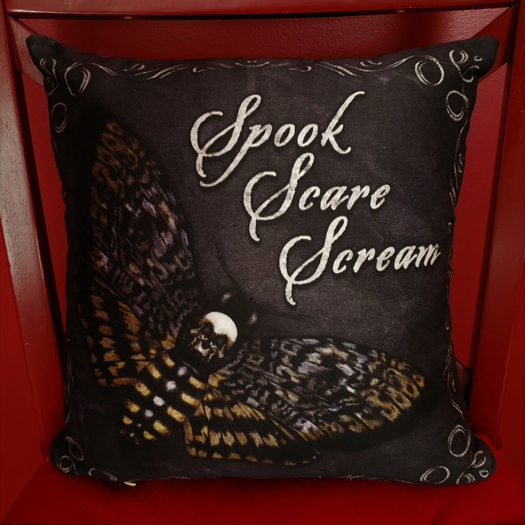 Pillow, bedding, gothic home decor, gothic decor, goth decor, Spook Scare Scream Pillow, darkothica