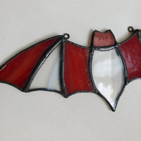 Wall Art & Decor, Bats, RETAILONLY, stained glass, gothic home decor, gothic decor, goth decor, Red & Clear Stained Glass Bat, darkothica