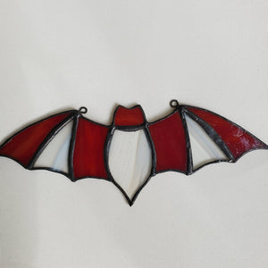 Wall Art & Decor, Bats, RETAILONLY, stained glass, gothic home decor, gothic decor, goth decor, Red & Clear Stained Glass Bat, darkothica