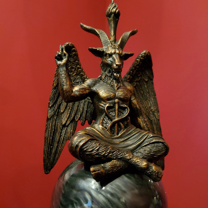 Tabletop & Statuary, Occult, RETAILONLY, gothic home decor, gothic decor, goth decor, DEFECT DISCOUNT - Baphomet Black Storm Ball Statue, darkothica