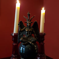 Tabletop & Statuary, Occult, RETAILONLY, gothic home decor, gothic decor, goth decor, Baphomet Black Storm Ball Statue, darkothica