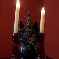 Tabletop & Statuary, Occult, RETAILONLY, gothic home decor, gothic decor, goth decor, DEFECT DISCOUNT - Baphomet Black Storm Ball Statue, darkothica