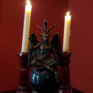 Tabletop & Statuary, Occult, RETAILONLY, gothic home decor, gothic decor, goth decor, DEFECT DISCOUNT - Baphomet Black Storm Ball Statue, darkothica