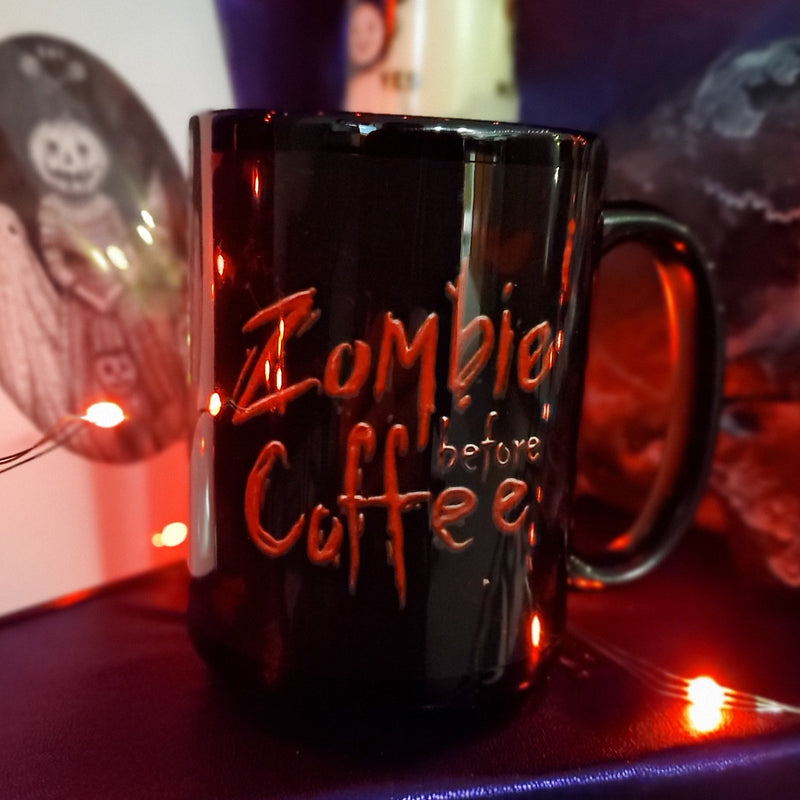 coffee mug, Horror, Zombies, gothic home decor, gothic decor, goth decor, Zombie Before Coffee Mug, darkothica