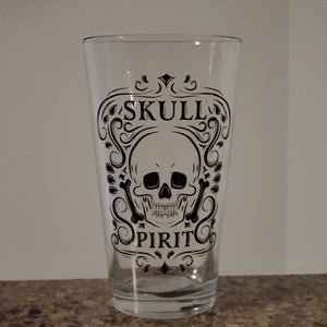 Kitchen, Skulls/Skeletons, gothic home decor, gothic decor, goth decor, Skull Spirits Pint Glass, darkothica