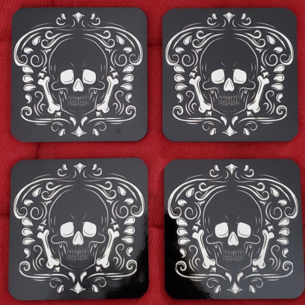 Coasters, Skulls/Skeletons, gothic home decor, gothic decor, goth decor, Skull Coasters, darkothica