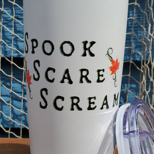 gothic home decor - gothic decor -  Spook Scare Scream Tumbler-White - High Quality coffee mug from DARKOTHICA® Shop now at DARKOTHICA®Horror
