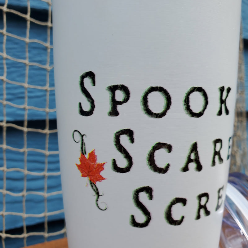 coffee mug, Horror, gothic home decor, gothic decor, goth decor, Spook Scare Scream Tumbler-White, darkothica