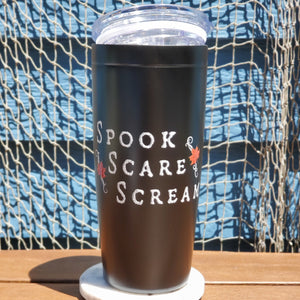 coffee mug, Horror, gothic home decor, gothic decor, goth decor, Spook Scare Scream Tumbler-Black, darkothica