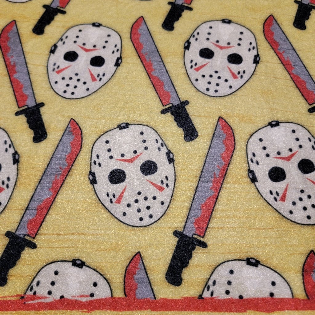 Pet Bowl Mats, Barkothica, cats, dogs, horror, gothic home decor, gothic decor, goth decor, Jason Food Mat - Yellow, darkothica