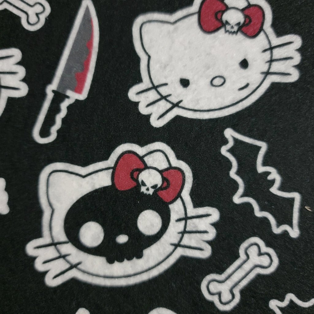 Pet Bowl Mats, Barkothica, cats, gothic home decor, gothic decor, goth decor, Hello KILLy Food Mat - Black, darkothica